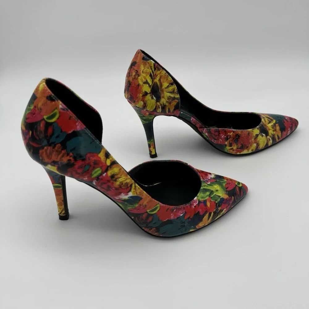 BRASH Karah D'orsay Stiletto Floral Heels Women US sz 7.5 Multicolor Pointy Toes
